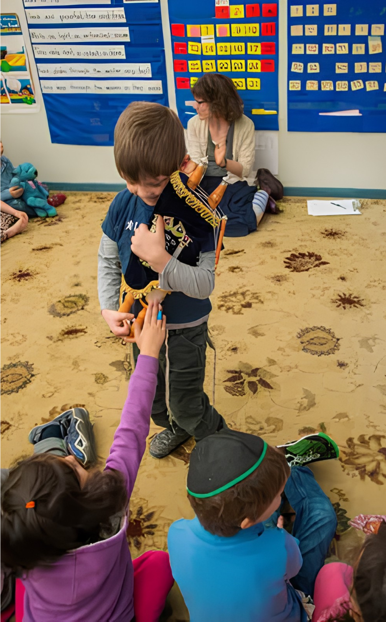 Teacher with students
